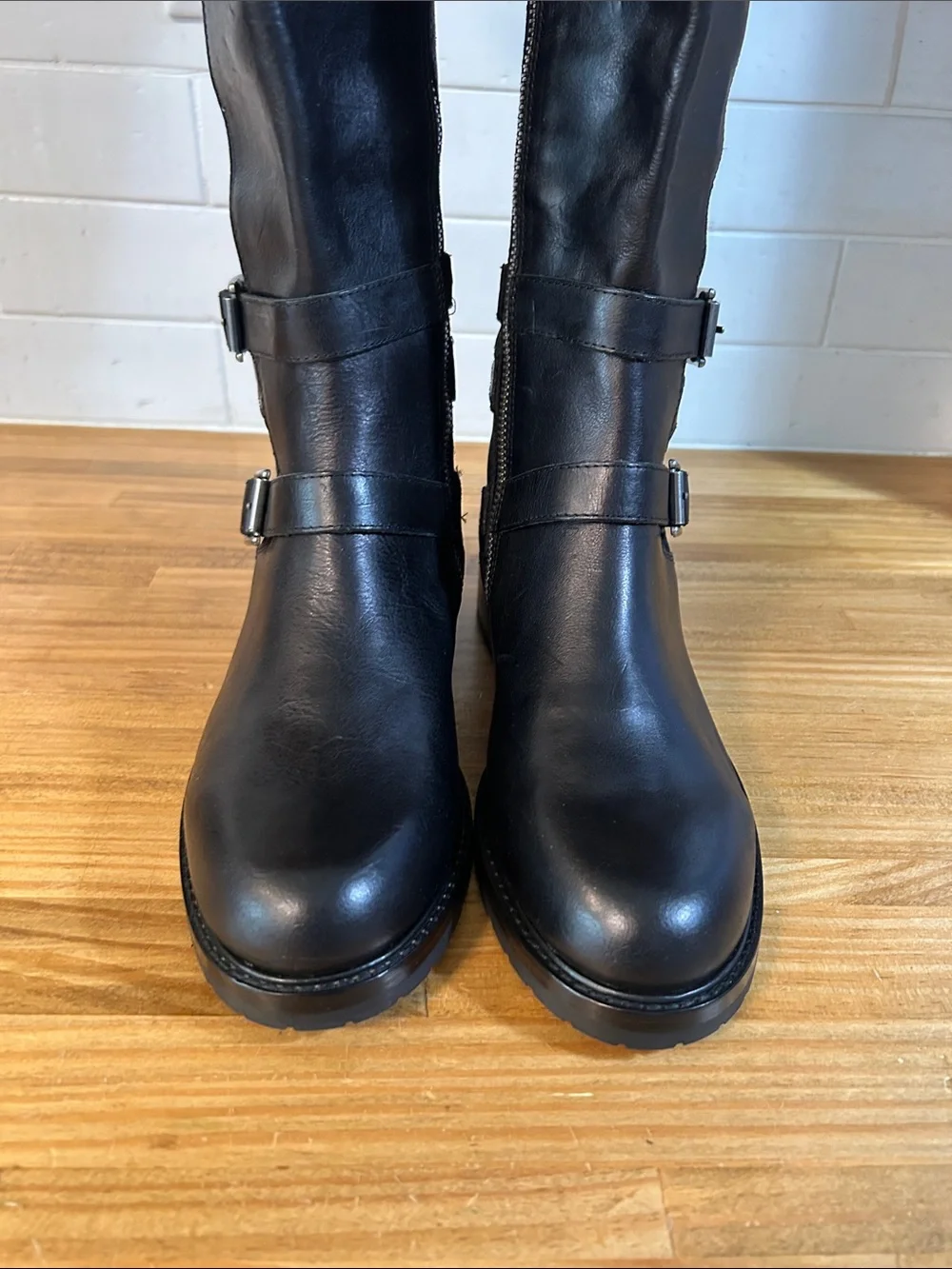 Donald Pliner Carlota Women’s Black Knee High Buckle Boots Size 6.5 M NWOB